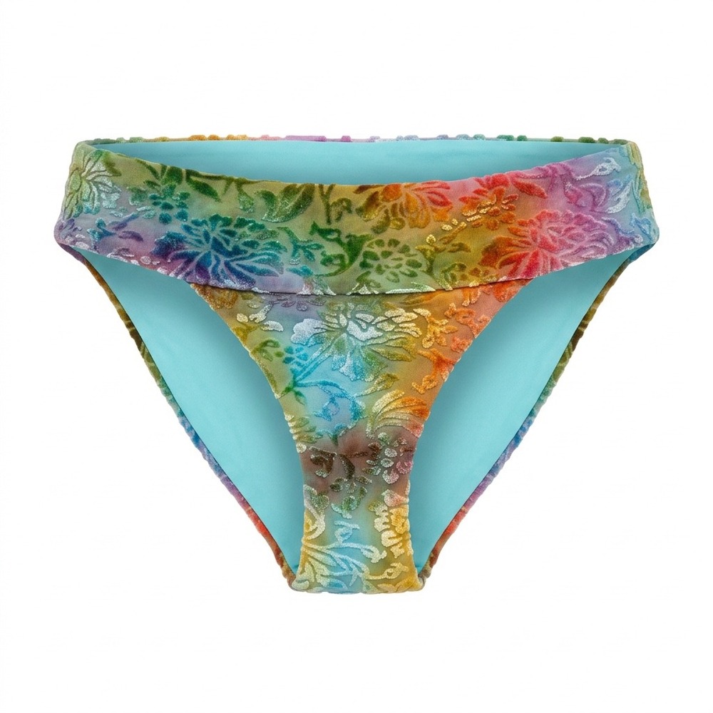 Isabella Rose XSmall Maui Bikini Bottom Womens Multicolor Floral Burnout Velvet